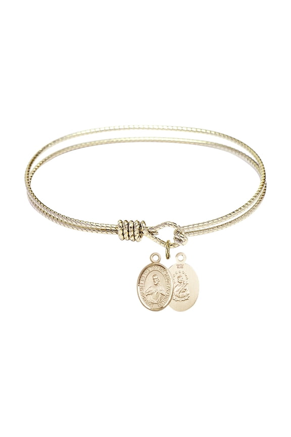 6 1/4 inch Oval Eye Hook Bangle Bracelet w/ Scapular in Gold-Filled