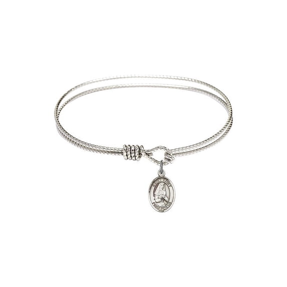 6 1/4 inch Oval Eye Hook Bangle Bracelet w/ St. Emily de Vialar in Sterling Silver