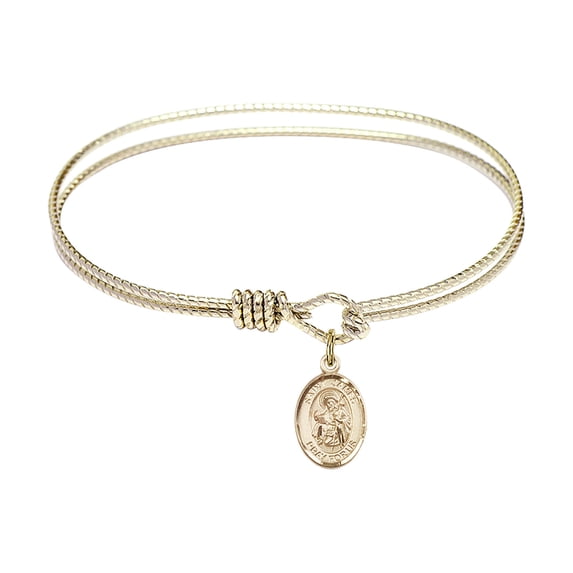 6 1/4 inch Oval Eye Hook Bangle Bracelet w/ St. James the Greater in Gold-Filled