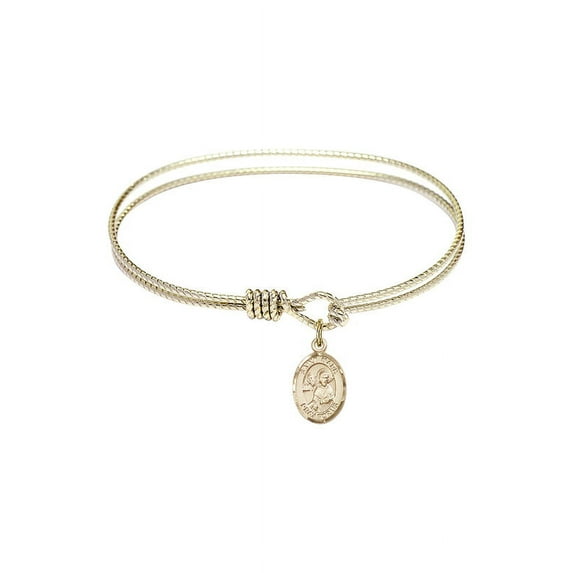6 1/4 inch Oval Eye Hook Bangle Bracelet w/ St. Mark the Evangelist in Gold-Filled