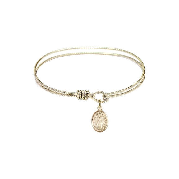 6 1/4 inch Oval Eye Hook Bangle Bracelet w/ St. Teresa of Avila in Gold-Filled