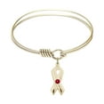 thumbnail image 1 of 6 1/4 inch Round Eye Hook Bangle Bracelet w/ Cancer Awareness medal charm w/ July Red Swarovski Crystal, 1 of 3