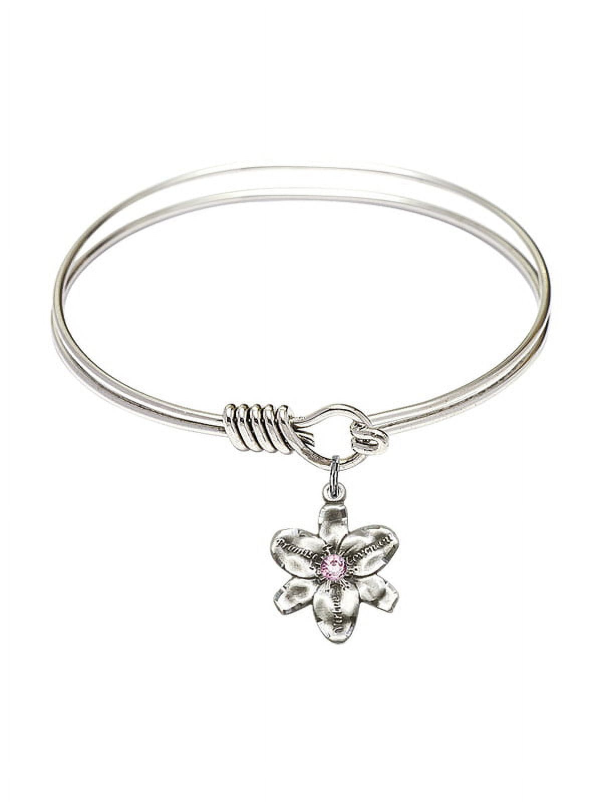 6 1/4 inch Round Eye Hook Bangle Bracelet w/ Chastity medal