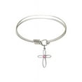 thumbnail image 1 of 6 1/4 inch Round Eye Hook Bangle Bracelet w/ Loop Cross medal charm w/ Rose Swarovski Crystal, 1 of 3