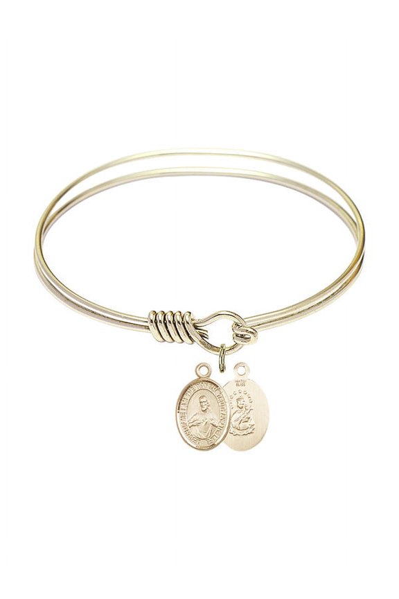 6 1/4 inch Round Eye Hook Bangle Bracelet w/ Scapular in Gold-Filled