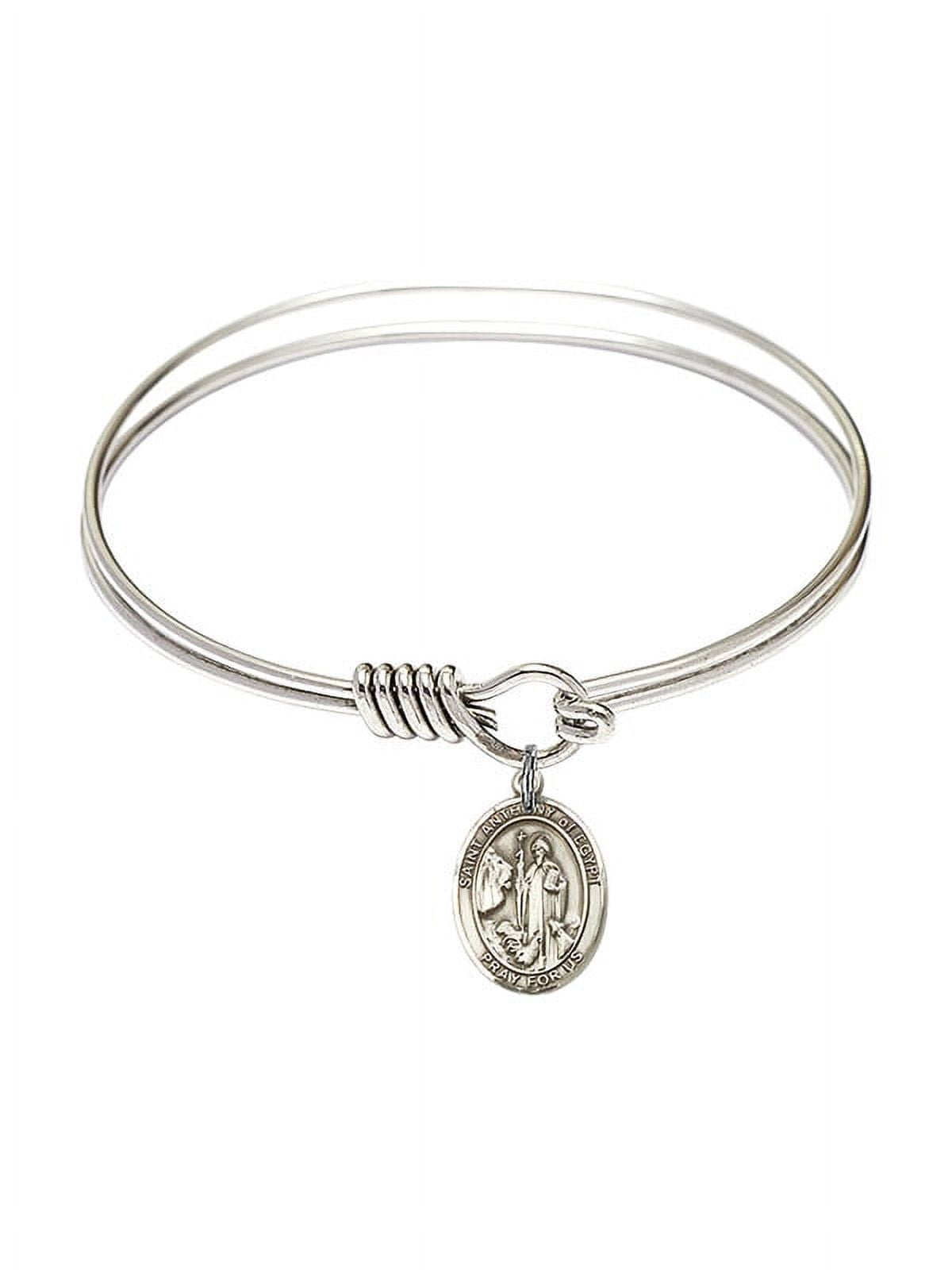 6 1/4 inch Round Eye Hook Bangle Bracelet w/ St. Anthony of Egypt in ...