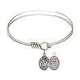thumbnail image 1 of 6 1/4 inch Round Eye Hook Bangle Bracelet w/ St. Christopher / Air Force in Sterling Silver, 1 of 3
