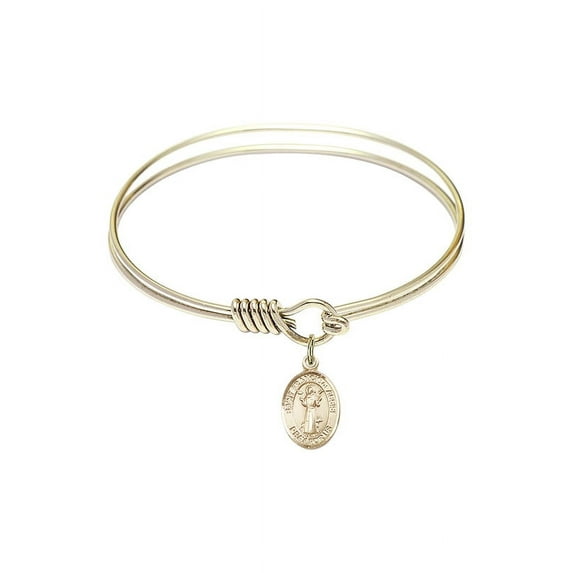6 1/4 inch Round Eye Hook Bangle Bracelet w/ St. Francis of Assisi in Gold-Filled