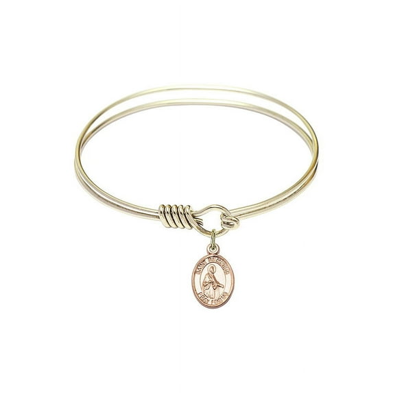 6 1/4 inch Round Eye Hook Bangle Bracelet w/ St. Remigius of Reims in Gold-Filled