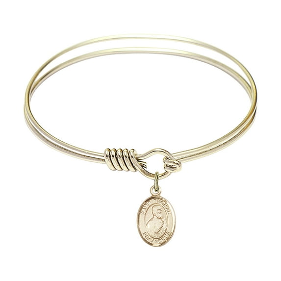 6 1/4 inch Round Eye Hook Bangle Bracelet w/ St. Thomas the Apostle in Gold-Filled