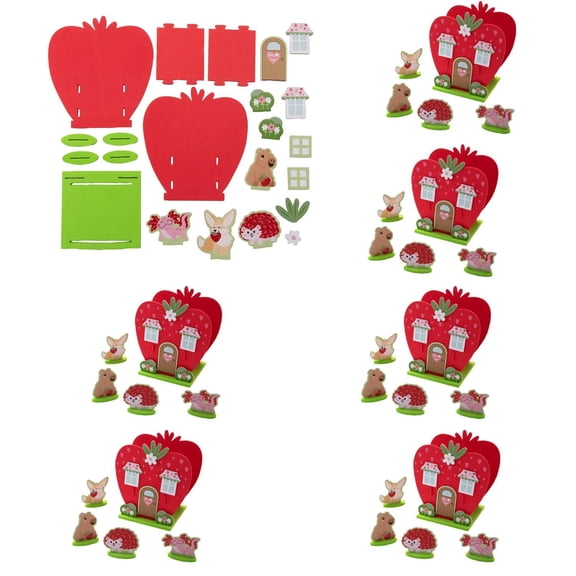 6 1/4" x 6 3/4" 3D Strawberry House Foam Craft Kits - Makes 6