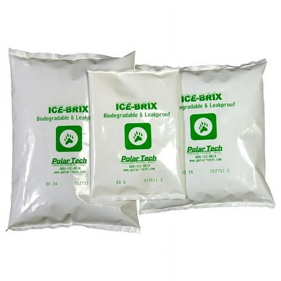Eco-Friendly Ice-Brix Biodegradable Packs - 16oz, 6.25x6x1, 36-Pack