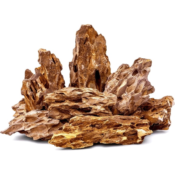 6.1-8.1 Inches Natural Dragon Stone, 6 PCS Large Aquarium Rocks for Aquascaping, Terrariums & Reptile Tank Decor