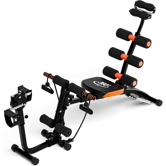 6 in 1 Ab Machine for Home Gym, Multi-Functional Adjustable Workout with Leg Extension, 360 Twisting Seat, Pedal, Ab Crunch Machine for Total Body Workout