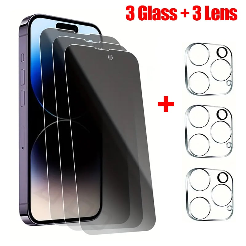 6 in 1 Anti Spy Tempered Glass Screen Protector For iPhone 11 12 13 14