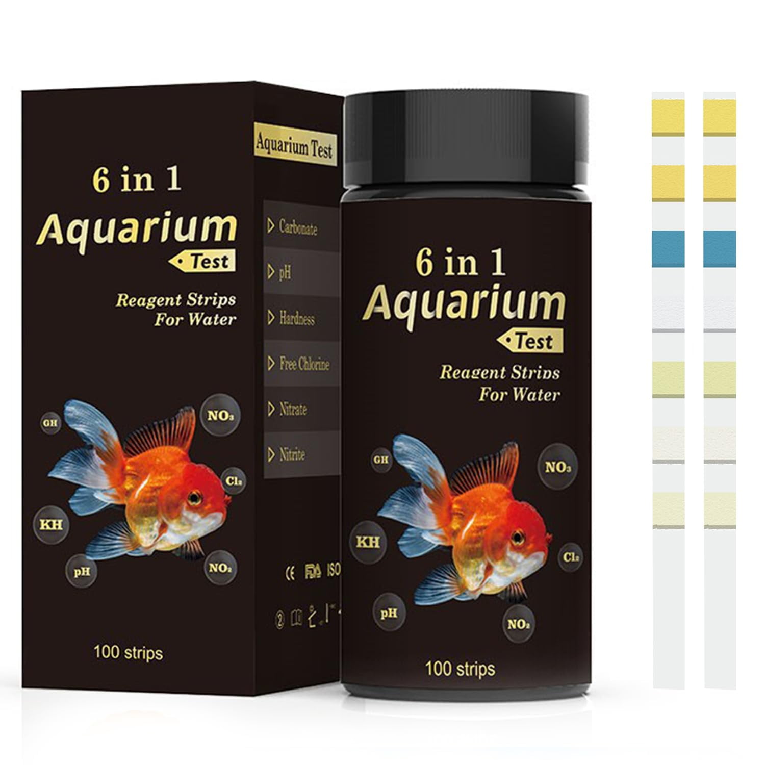 6 in 1 Aquarium Test Strips Fast & Accurate Water Quality Testing Strips for Freshwater