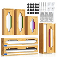 thumbnail image 1 of 6 In 1 Bag Storage Organizer with Foil and Plastic Wrap Organizer, Extended Aluminum Foil Dispenser, Bamboo Baggie Organizer for Drawer, Sandwich Bag Organizer for Gallon, Quart, Snack, 1 of 5