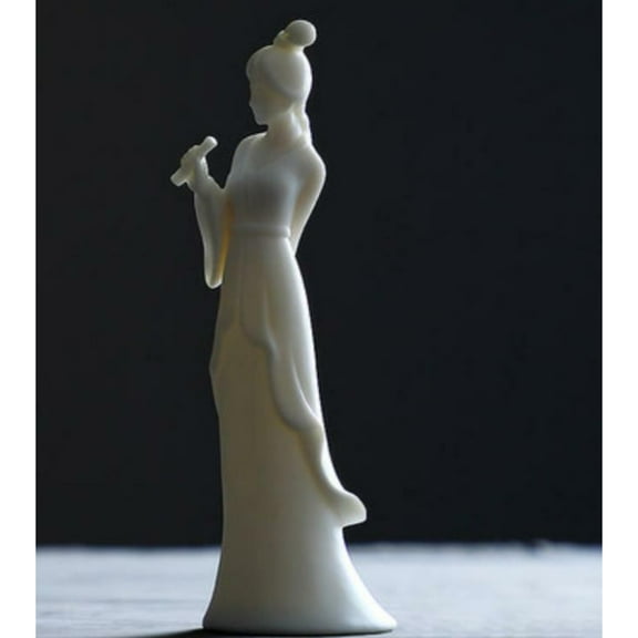 6.1" Beautiful Woman Figurine Statue Statues Chinese White Porcelain Ceramics