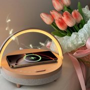 LED Night Light with Wireless Charger, Bluetooth Speaker, White Noise Machine, Bedside Lamp, Phone Holder, Sleep Aid for Bedroom