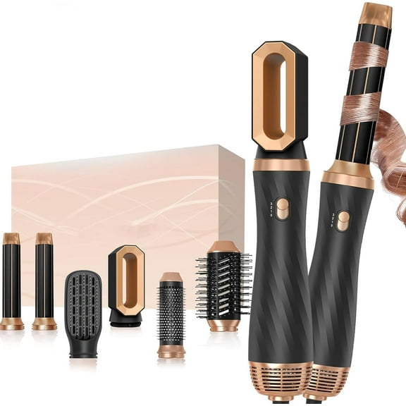 6 in 1 Blow Dryer Brush Device, Detachable Hair Dryer Brush Air Curler Air Styler Wrap, Curly Twist Hot Curling Iron, Blow Dryer Hot Brush Styler Negative Ion Brush, Travel Hair Styling Tool Home Use