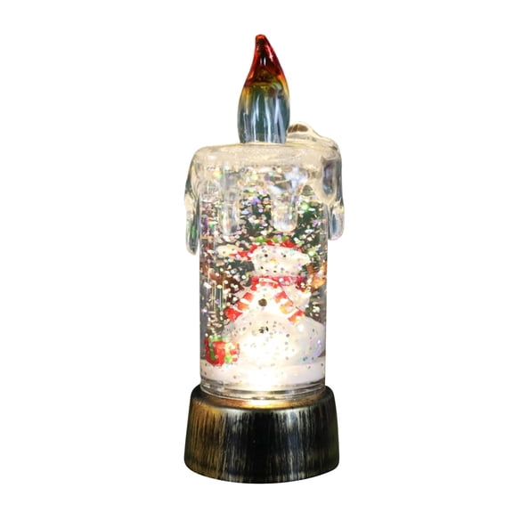 6.1" Christmas Snow Globe Candle Lamp, Light Up Santa Decoration with Glitter Water Spinning Motion – Flameless LED Tabletop Ornament for Home, Desk, Holiday Party, Gift Display (B)