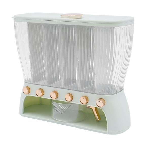 6 in 1 Grain Dispenser, Kitchen Sealed Grain Dry Food Dispenser Beans Rice & Grain Storage Container Pantry Cereal Dry Countertop Grains Container for Snacks Grains Candy Coffee Beans (Light Green)