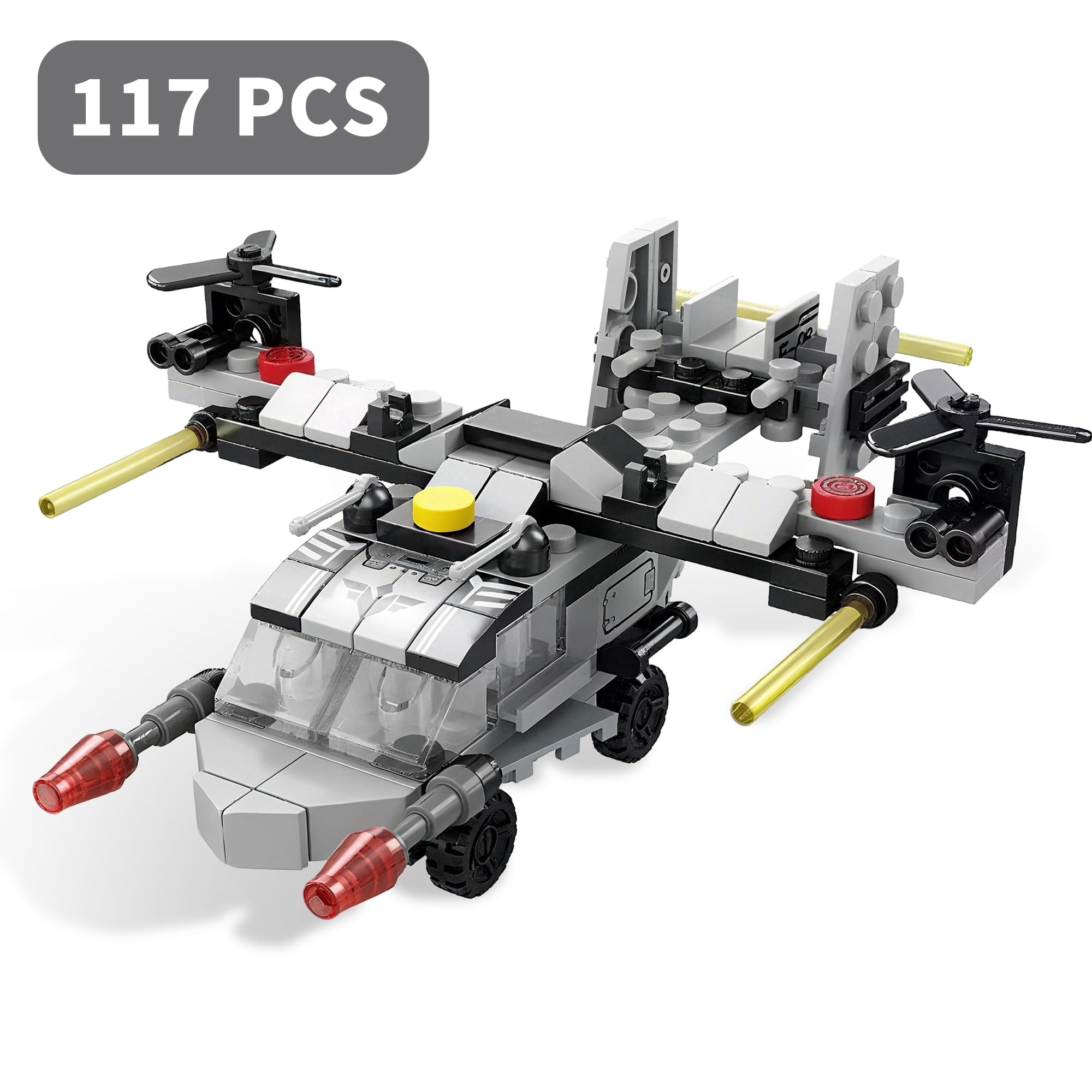 6 in 1 Grey Helicopter Building Blocks Toys Kit ，Gifts for kids over 6 ...