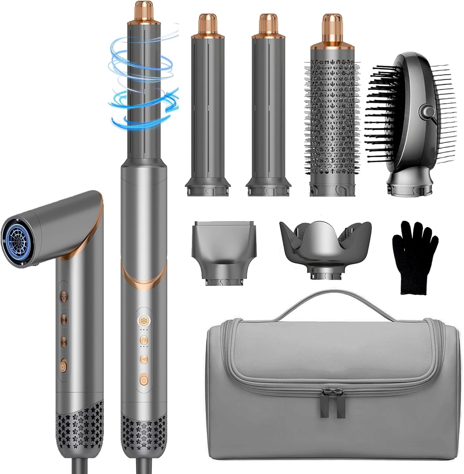 6 in 1 Hair Dryer Brush, Blow Dryer Brush Air Curler Air Curling Wrap ...