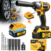 6 In 1 Cordless Impact Wrench Kit 1/2 Inch, 660 Ft-lb Brushless Impact Gun, 3 Forward Speeds, With Built-in LED Light