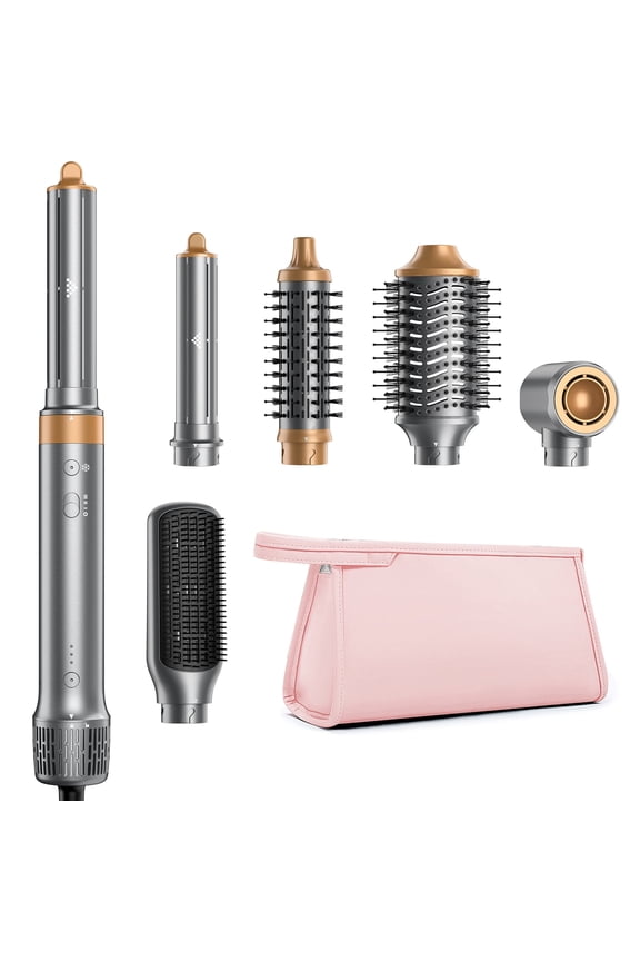 6 in 1 Hot Air Styler, Hair Styler Wrap- High-Speed Hair Dryer Brush, Fast Drying Blow Dryer Brush, Auto Wrap Curlers for Volumizing Curl Straighten, No Heat Damage Ionic Frizz-Free Multi-Hair Styler