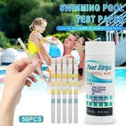 6 in 1 Hot Tub Test Strips, Spa Pool and Hot Tub Test Strips, 50 Quick and Accurate Strips, Hot Tub Water Testing Kit for pH Free Chlorine Total Chlorine Hardness Bromine & Alkalinity