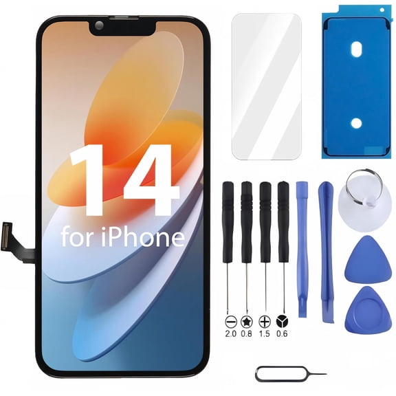 6.1 Inch FHD LCD Display Touch Digitizer Assembly Replacement for iPhone 14 A2649 A2881 A2884 A2883 A2882, Repair Tool Kit & Waterproof Adhesive Gasket Included, Screen Protector Not Included