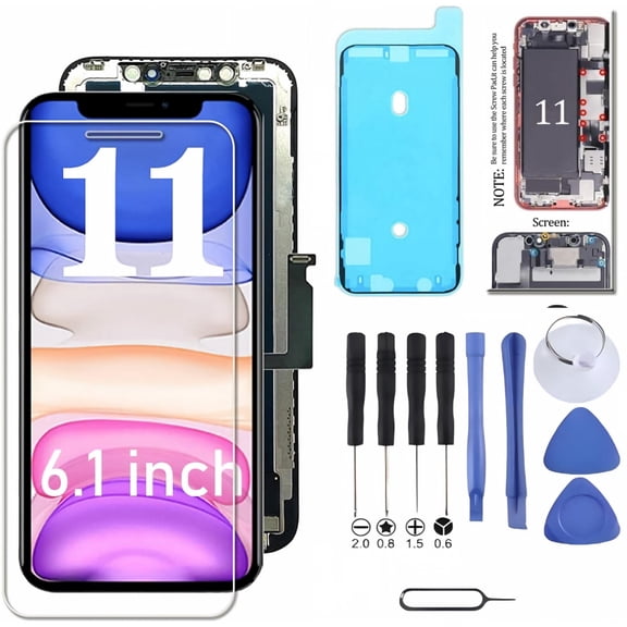 6.1 Inch LCD Display Touch Screen Digitizer Assembly Replacement for iPhone 11 A2111 A2223 A2221, Full Repair Tool Kit Included