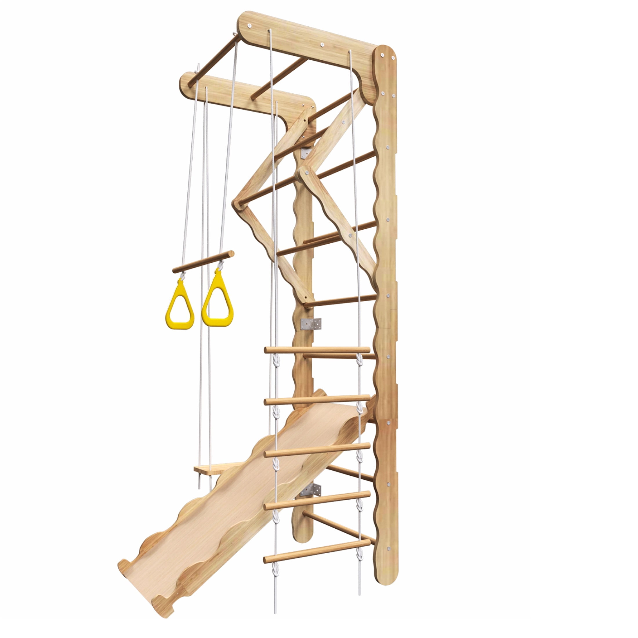 6 in 1 Jungle Gym for Toddlers, SHINPT Indoor Climbing Toy for Kids, Baby Jungle Gym Indoor with Swing, Slide, Ladder, and Climbing Wall, Kids Wooden Play Gym, Toddler Playground for Best Gift