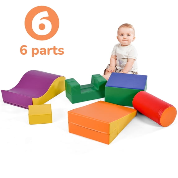 6 in 1 Kids Soft Climb and Crawl Foam Playset, Soft Play Equipment Climb and Crawl Playground, Kids Crawling and Climbing Indoor Active Play Structure