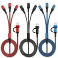 thumbnail image 1 of 6 in 1 Multi Charging Cable LHJRY 3Pack 4ft Multiple Charge Cord USB A/C to Phone USB C Micro USB Connector Fast Charging Cord Compatible with Cell Phones Tablets and More - (Red,Black,Blue), 1 of 6