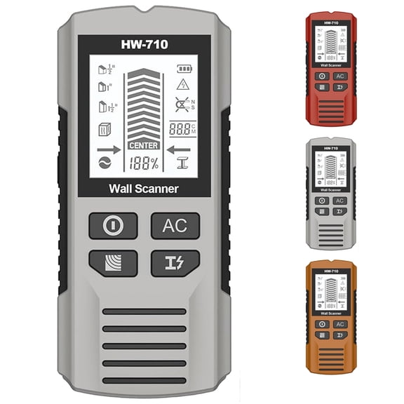 6 in 1 Multi Function Handheld HD LCD Display Wall Metal Detector, Multifunctional Stud Finder Tool for Detecting Metal, Cables, and Wood, Depth Measurement, 1 Pack