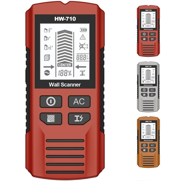 6 in 1 Multi Function Handheld HD LCD Display Wall Metal Detector, Multifunctional Stud Finder Tool for Detecting Metal, Cables, and Wood, Depth Measurement, 1 Pack