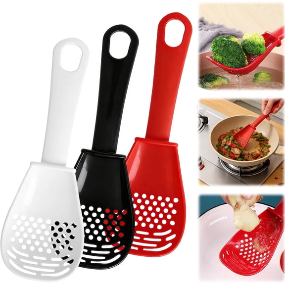 6 in 1 Multifunctional Kitchen Cooking Spoon Set, New Heat Resistant Kitchen Utensils Slotted Spoon, Food Grade Small Spoon Tool for Cooking, Draining, Mashing, Separating,Kitchen Utensil Tool (3Pcs)