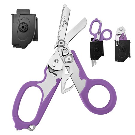 X.I. Products 6 in 1 Multifunctional Trauma Shears, Foldable Emergency Response Shears, 1 Piece (Carbon Black)