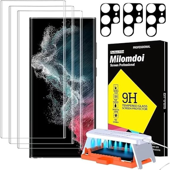 [6 in 1 [New Upgrade] 3 Pack Full Coverage UV Tempered Glass Screen ...