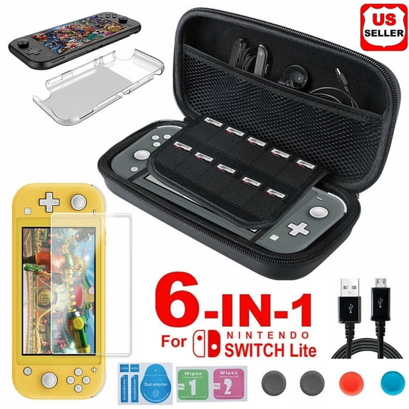 LINKPAL Game Console Accessory Kit: EVA Bag, TPU Case, Screen Protector for Nintendo Switch Lite