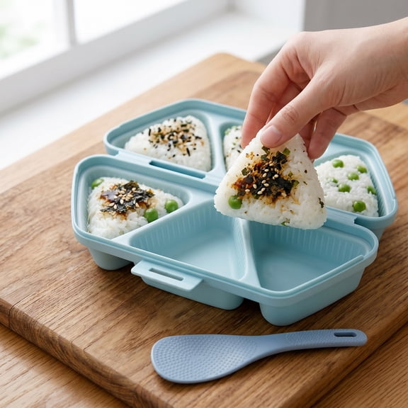 6 in 1 Onigiri Mold, 6 in One Onigiri Mold, Once Quickly Make 6PCS Sushi - Multifunctional Rice Ball mold for Making and Storing Sushi, Easy to Store Carry and Clean