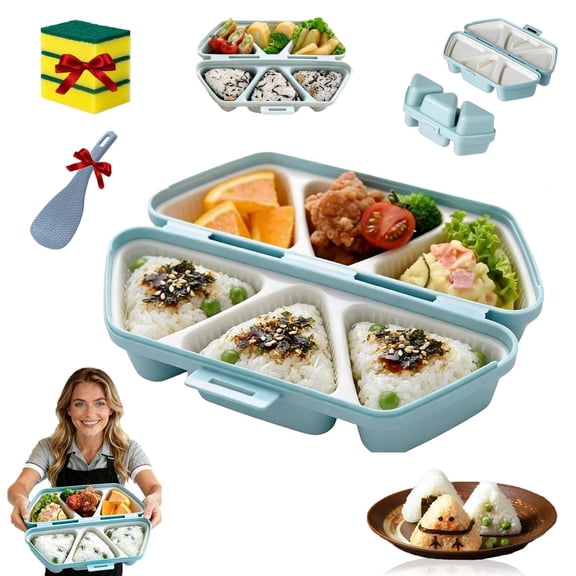 6 in 1 Onigiri Mold, 6 in One Onigiri Mold, Once Quickly Make 6PCS Sushi - Multifunctional Rice Ball mold for Making and Storing Sushi, Easy to Store Carry and Clean