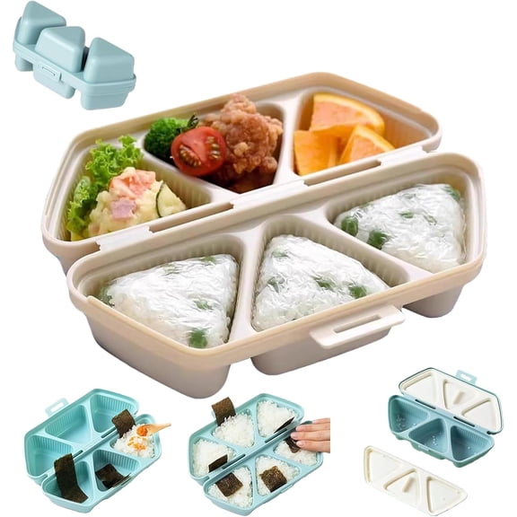 6 in 1 Onigiri Mold – Multi-Cavity Triangle Sushi Maker, Non-Stick Surface for Perfect Release, Foldable Design Doubles as Container, Quick to Use, Store & Carry for Onigiri