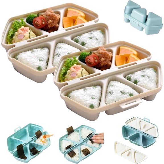 6 in 1 Onigiri Mold – Multi-Cavity Triangle Sushi Maker, Non-Stick Surface for Perfect Release, Foldable Design Doubles as Container, Quick to Use, Store & Carry for Onigiri