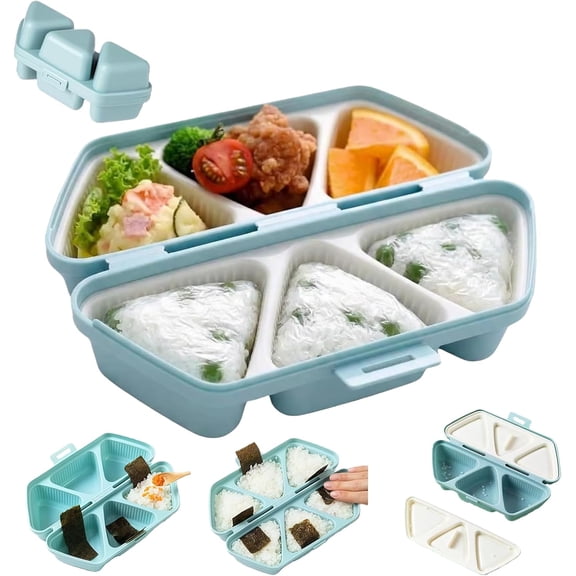6 in 1 Onigiri Mold – Multi-Cavity Triangle Sushi Maker, Non-Stick Surface for Perfect Release, Foldable Design Doubles as Container, Quick to Use, Store & Carry for Onigiri
