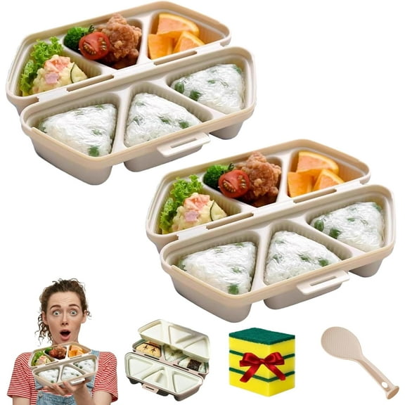 6 in 1 Onigiri Mold, Onigiri Mold 6, Triangle Sushi Molds, Quick to Make, Easy to Store Carry, Once Quickly Make 6pcs Onigiris for Seaweed Rice Ball Molds (2Pc Beige)