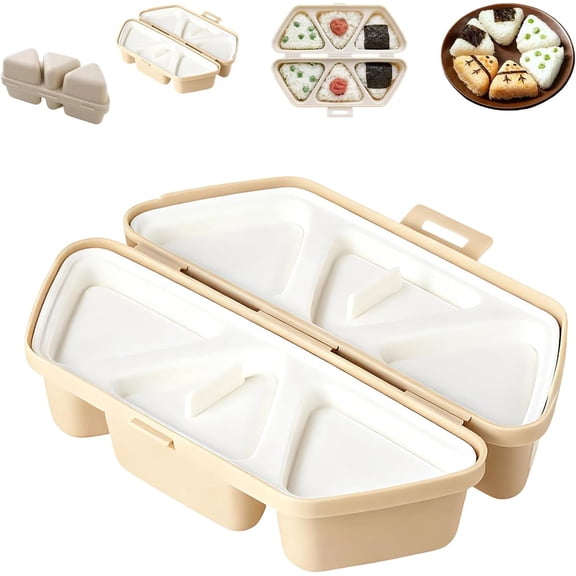 6 in 1 Onigiri Mold Set, Large Silicone Triangle Sushi Musubi Press Mold, for Easy Shaping, Uniform Rice Balls, Meal Prep, Bento Lunch, Family Cooking & Japanese-Style Snacks