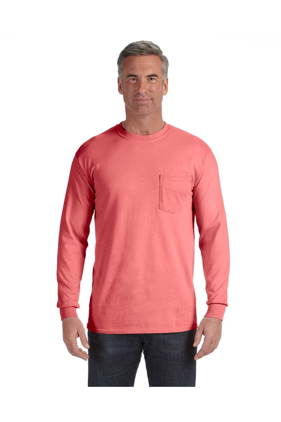6.1 Oz. Long-Sleeve Pocket T-Shirt , C4410 , WATERMELON , Medium